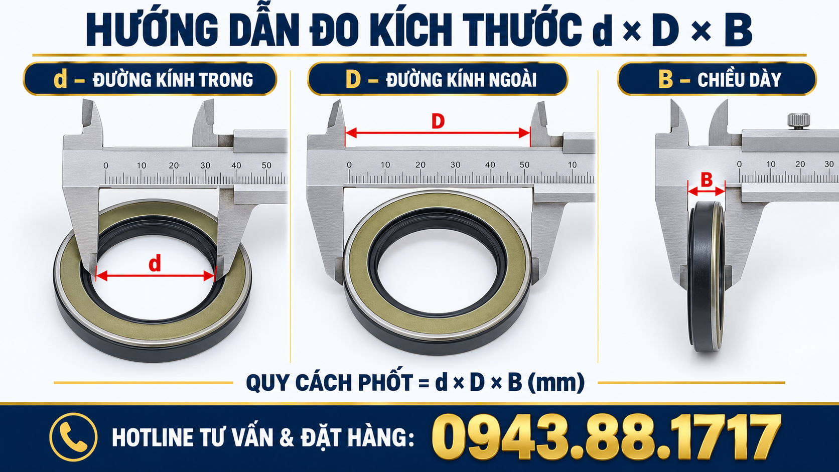 hướng dẫn cách đo kích thước phốt áp TCN