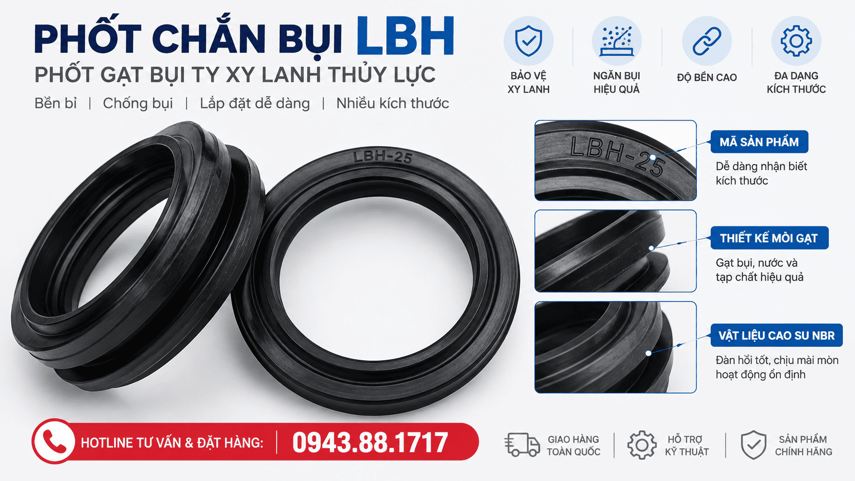 Phốt chắn bụi LBH là gì? Cấu tạo và vai trò trong xy lanh thủy lực