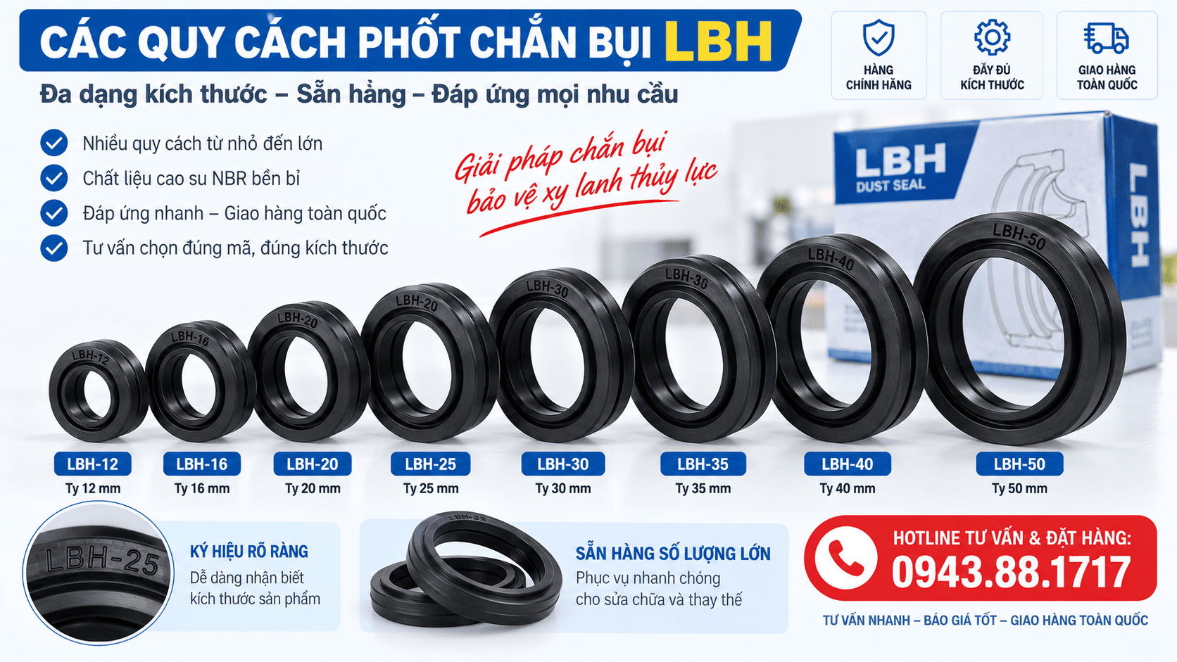 Mua phốt chắn bụi LBH ở đâu uy tín, giá tốt?