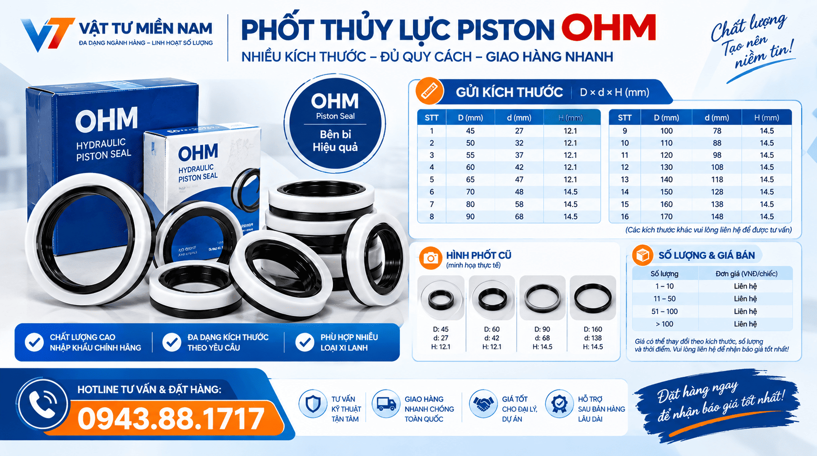 Mua phốt thủy lực piston OHM ở đâu uy tín, giá tốt?
