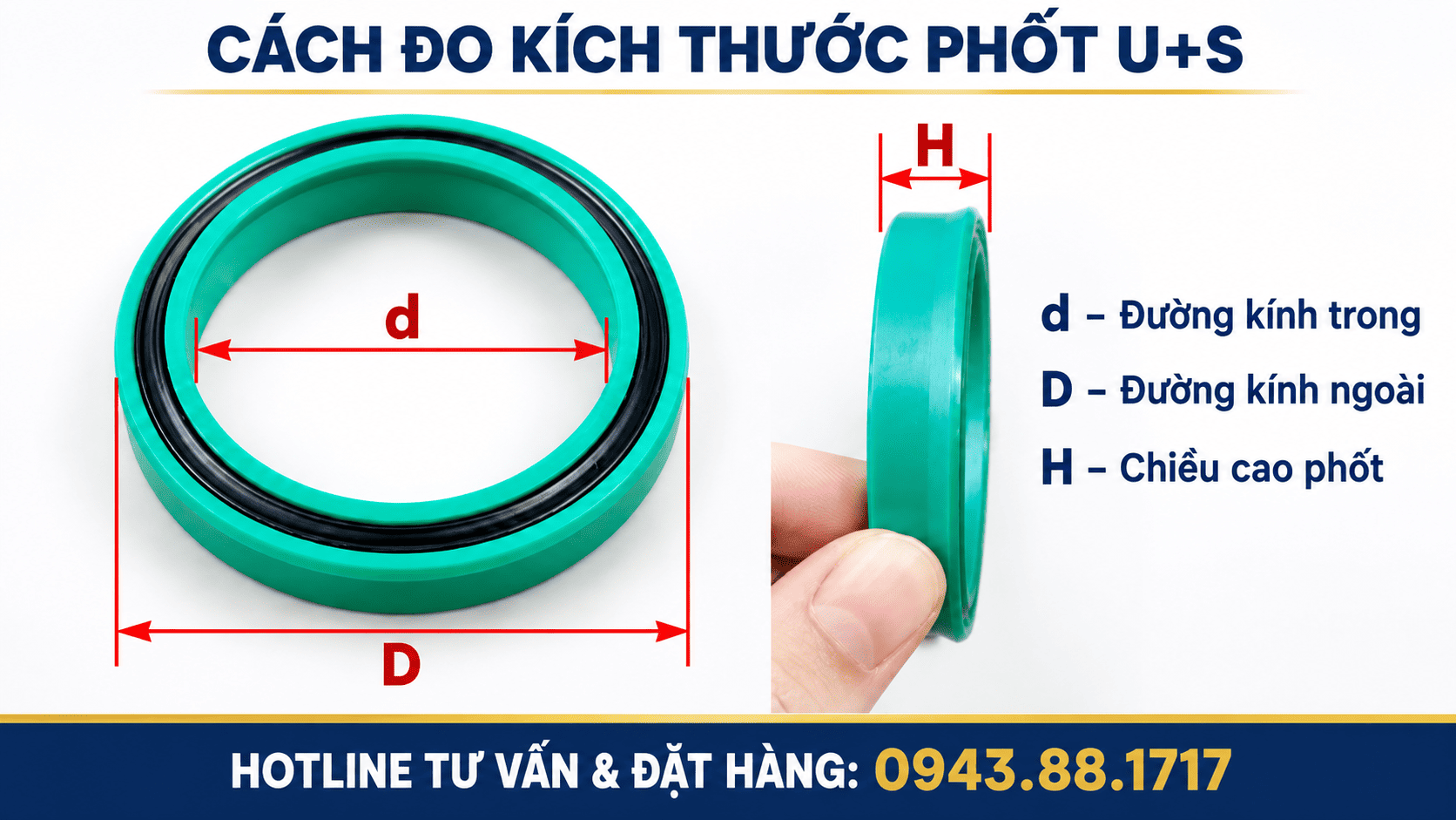 Cách đo kích thước phốt ben thủy lực U+S chính xác