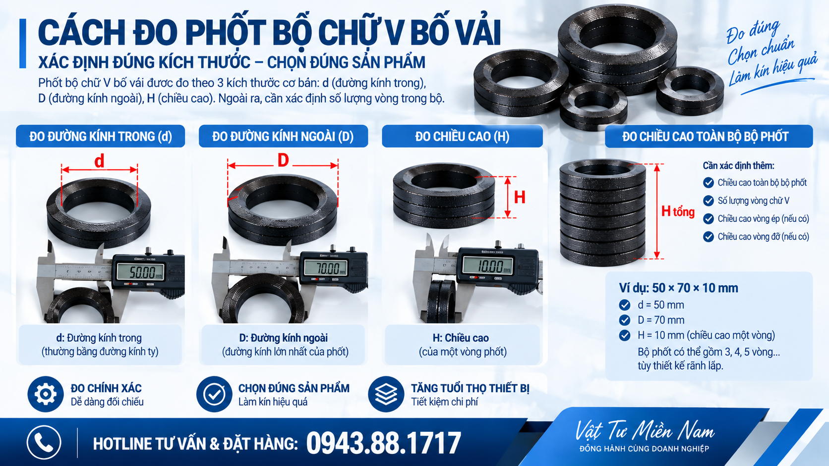 Cách đo phốt bộ chữ V bố vải