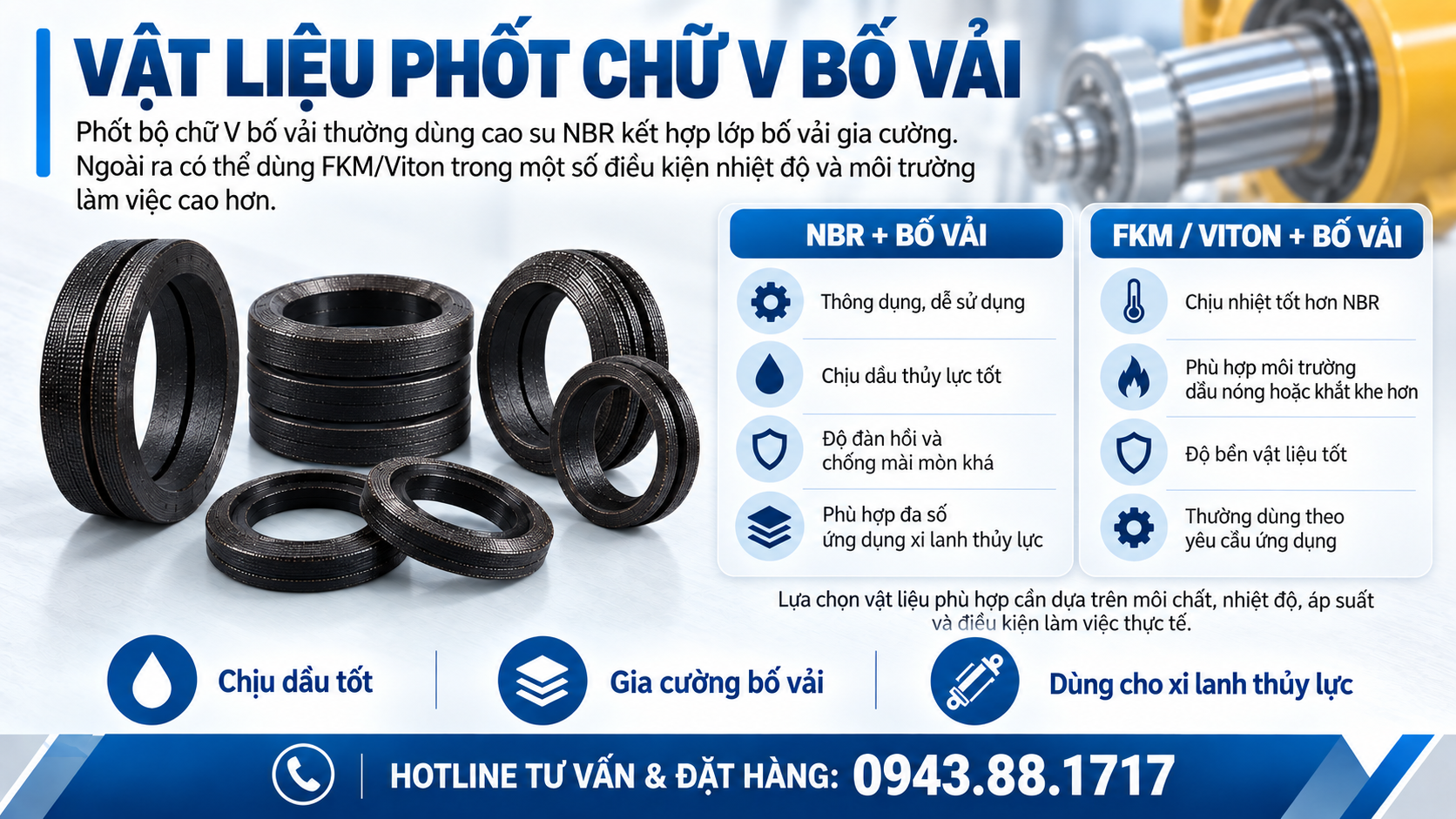 Phốt chữ V bố vải được làm từ vật liệu gì?