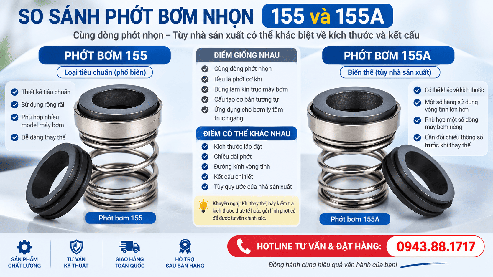 Phớt 155 và 155A có phải là một loại không?