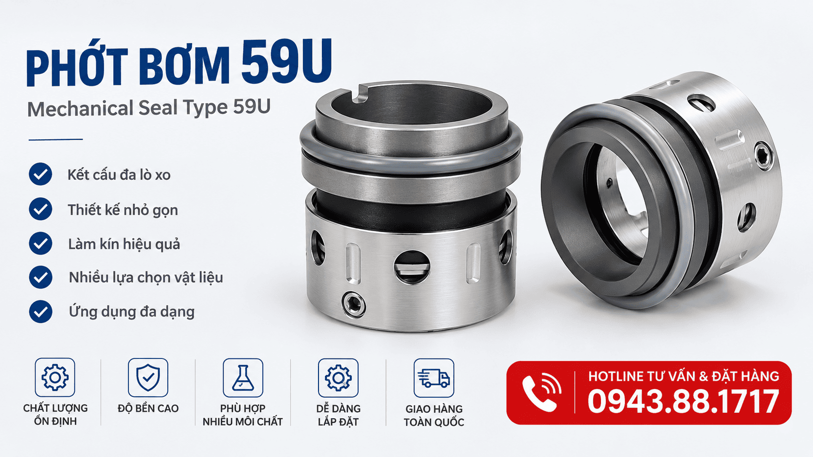 PHỚT BƠM 59U VITON – PHỚT CƠ KHÍ 59U | MECHANICAL SEAL TYPE 59U