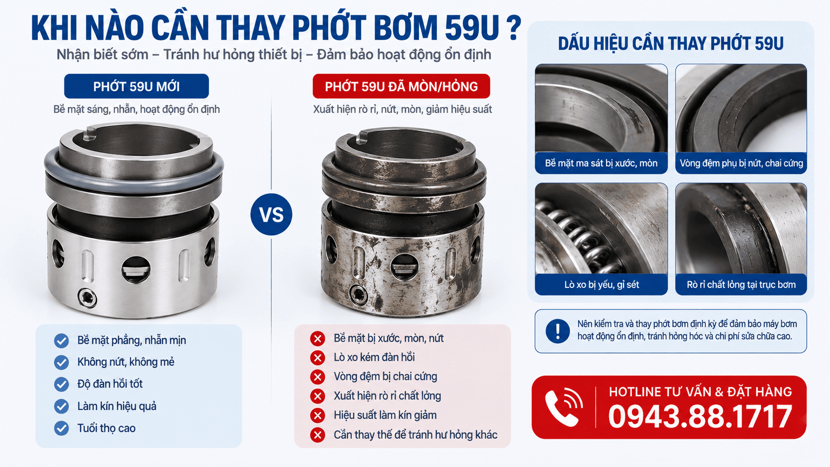 Khi nào cần thay phốt bơm 59U Viton?