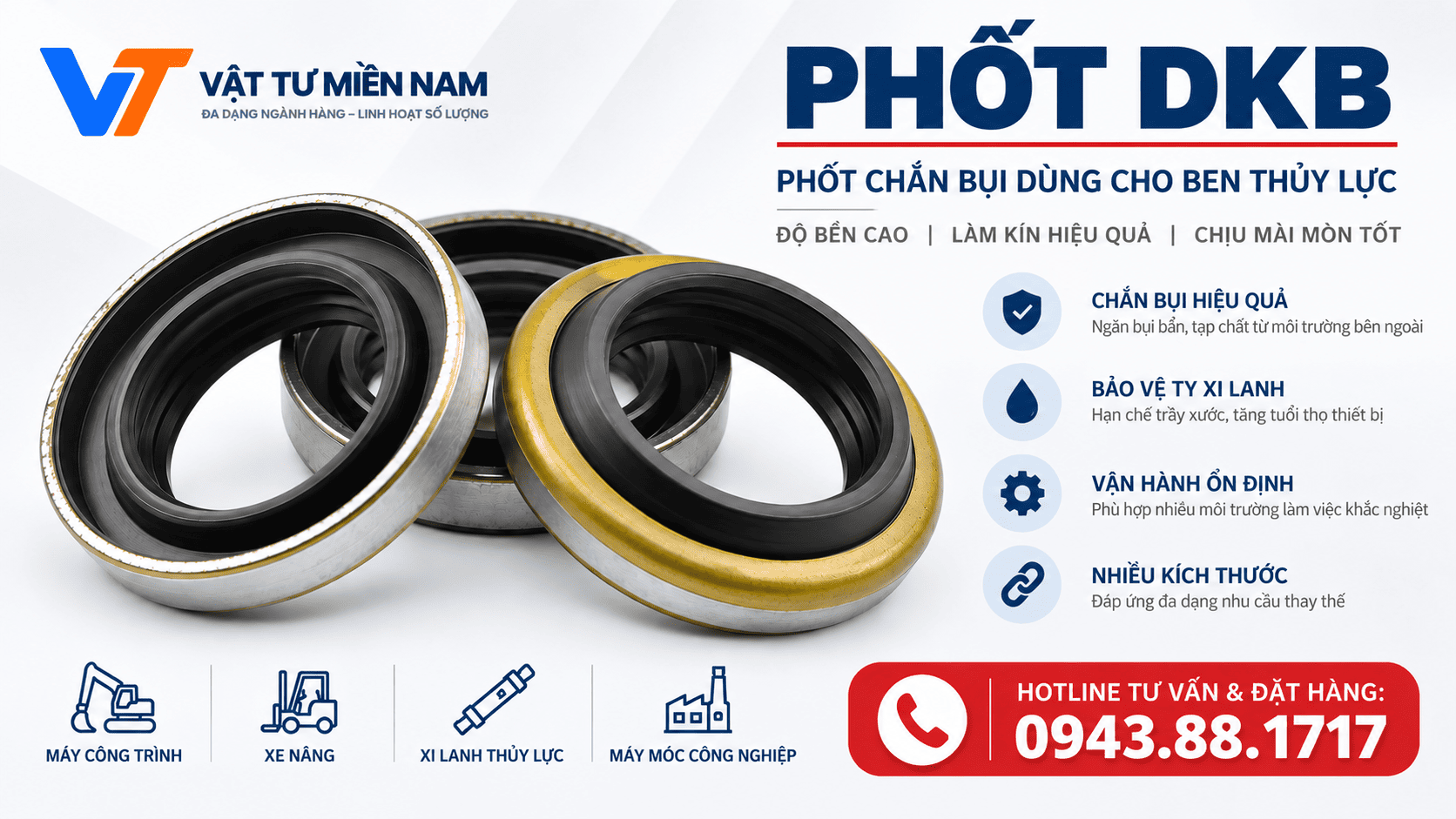 PHỚT CHẮN BỤI DKB CHO BEN THỦY LỰC – DKB DUST SEAL | ĐA DẠNG KÍCH THƯỚC
