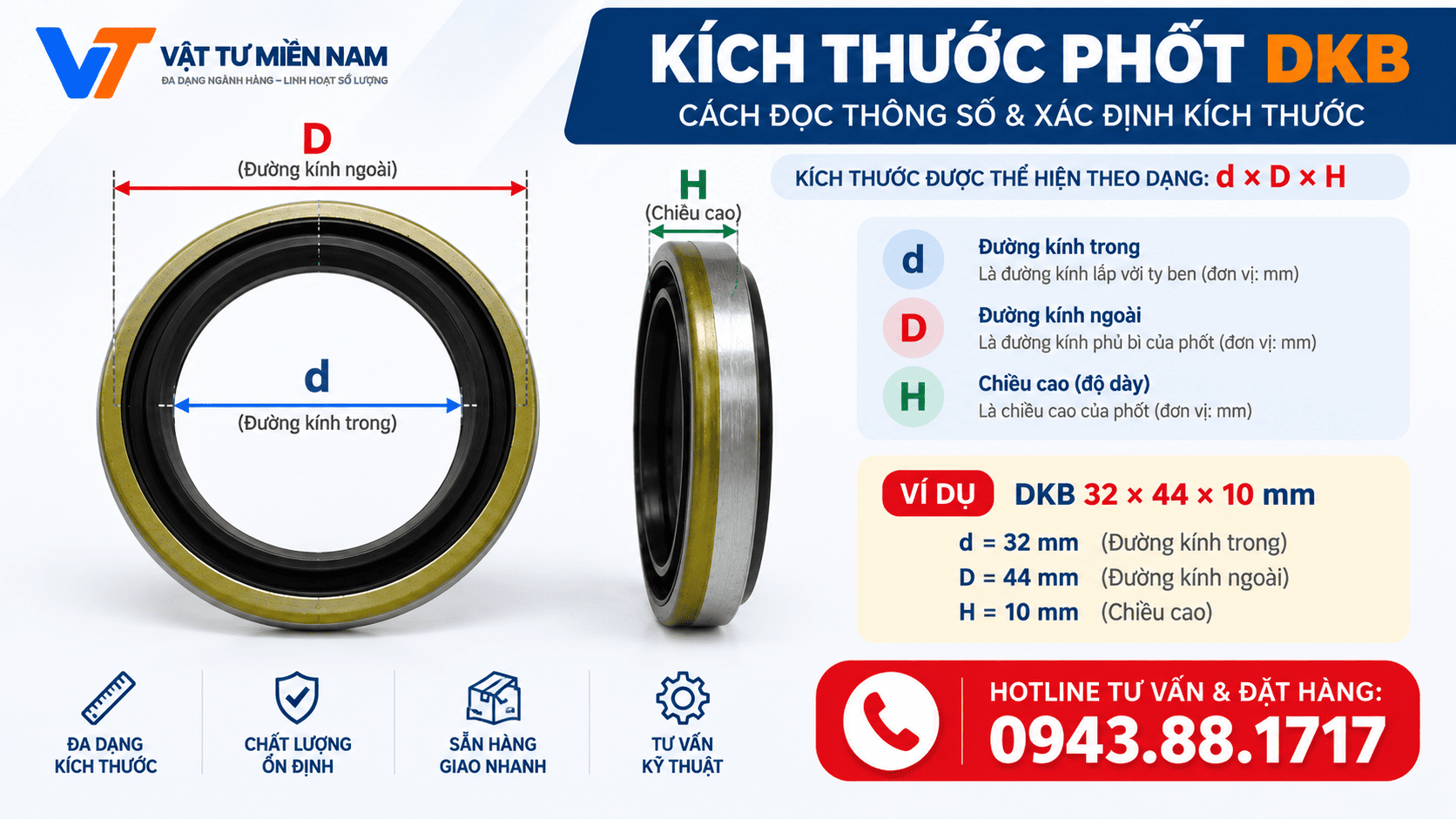Hướng dẫn đo và đọc kích thước phớt chắn bụi DKB