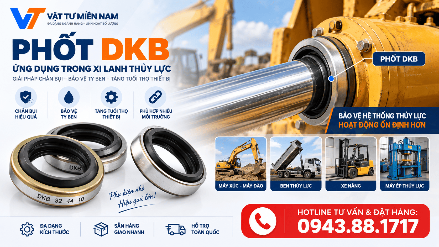 Phớt DKB có tác dụng gì? Ứng dụng trong ben thủy lực