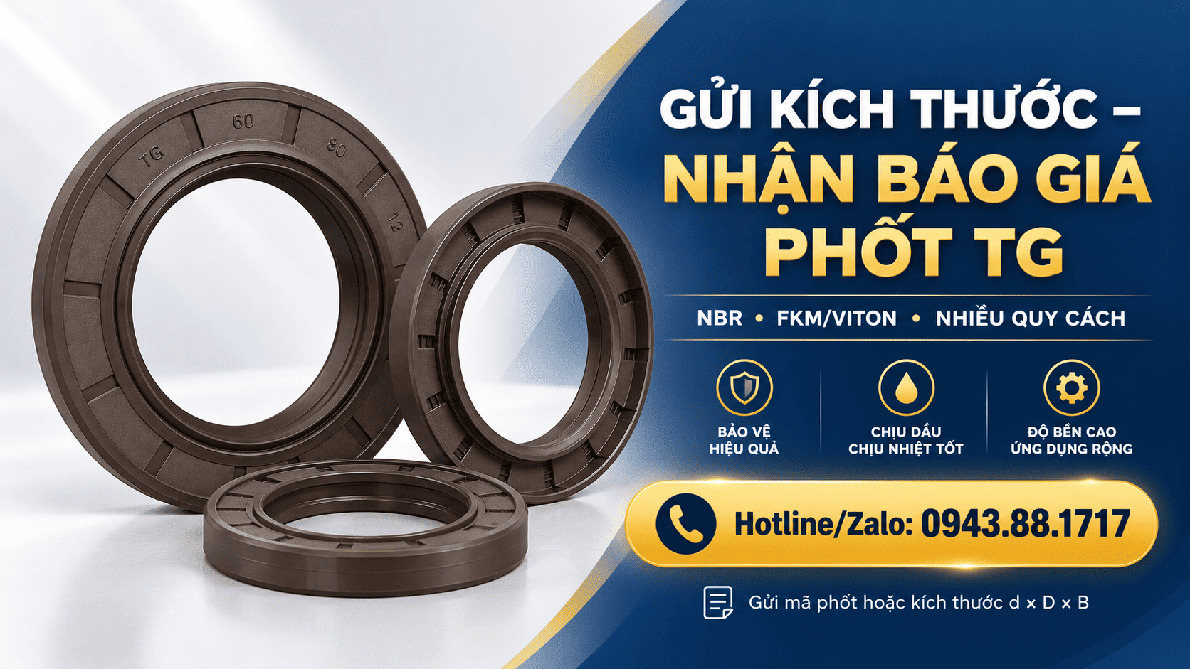 Báo giá phốt chắn dầu TG đủ kích thước