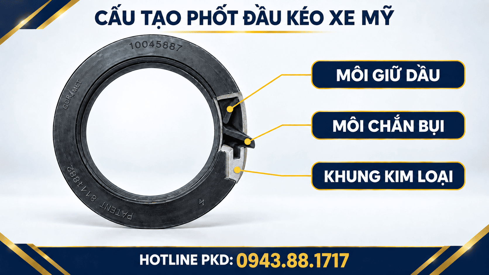 Cấu tạo phốt moay ơ xe đầu kéo Mỹ