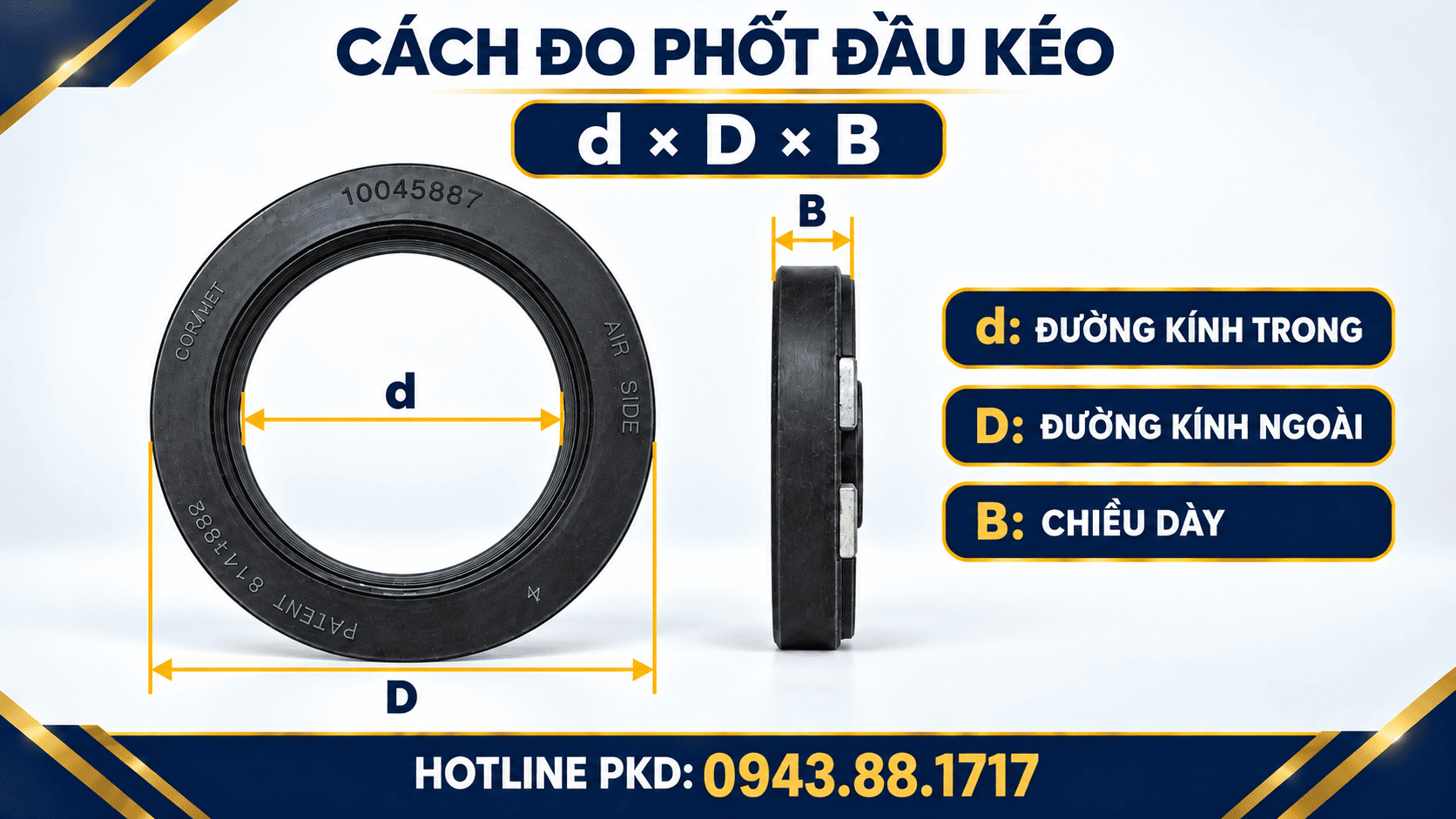 Cách đo kích thước phốt moay ơ đầu kéo xe Mỹ