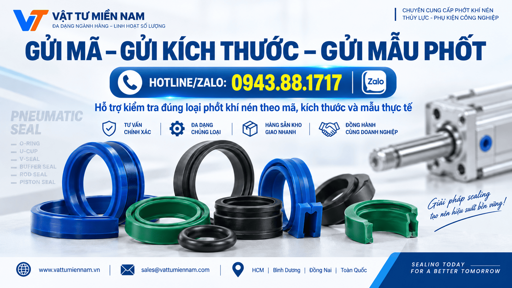 Mua phốt khí nén ở đâu uy tín, đúng kích thước?
