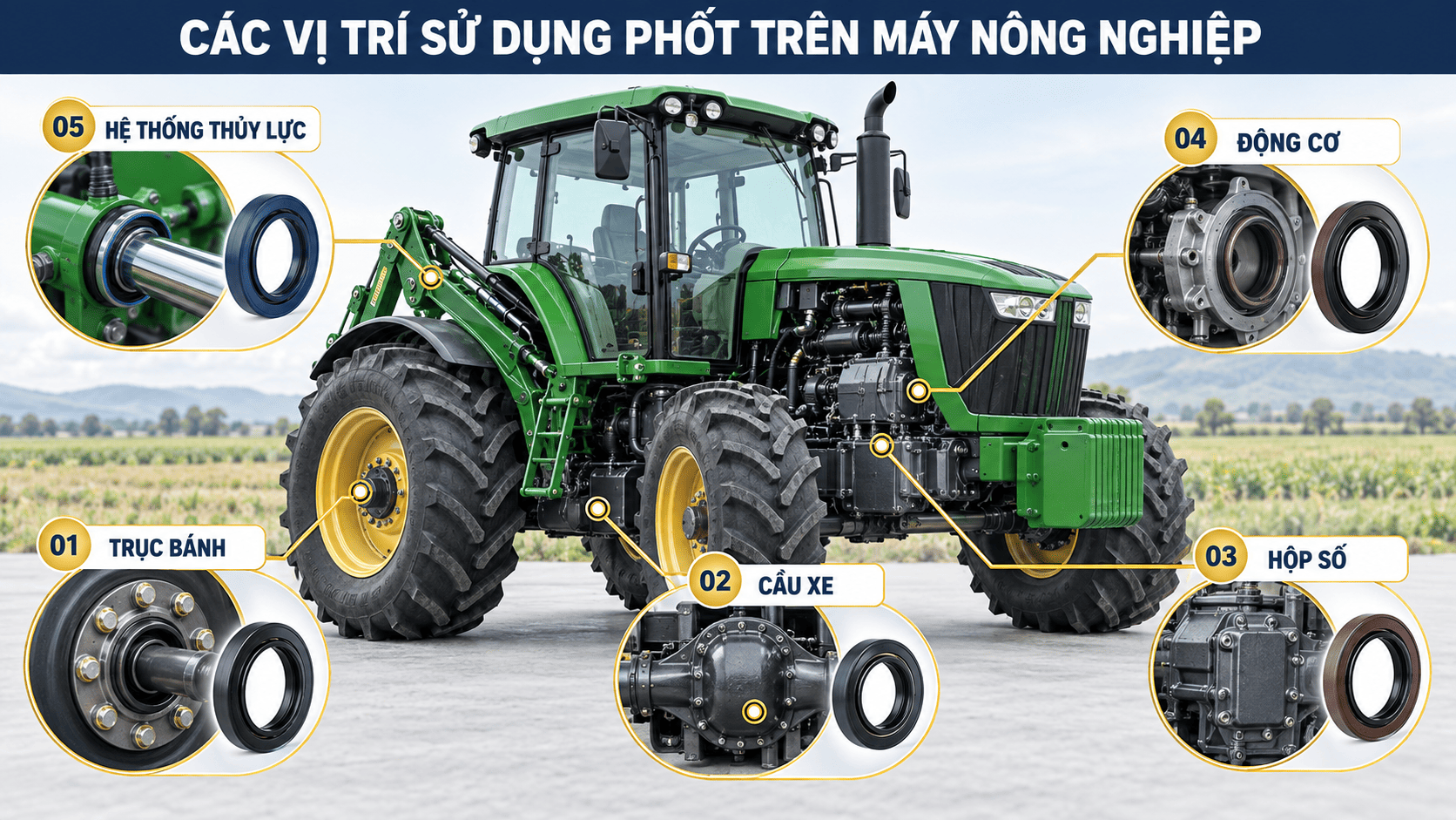 Các vị trí sử dụng phốt trên máy nông nghiệp