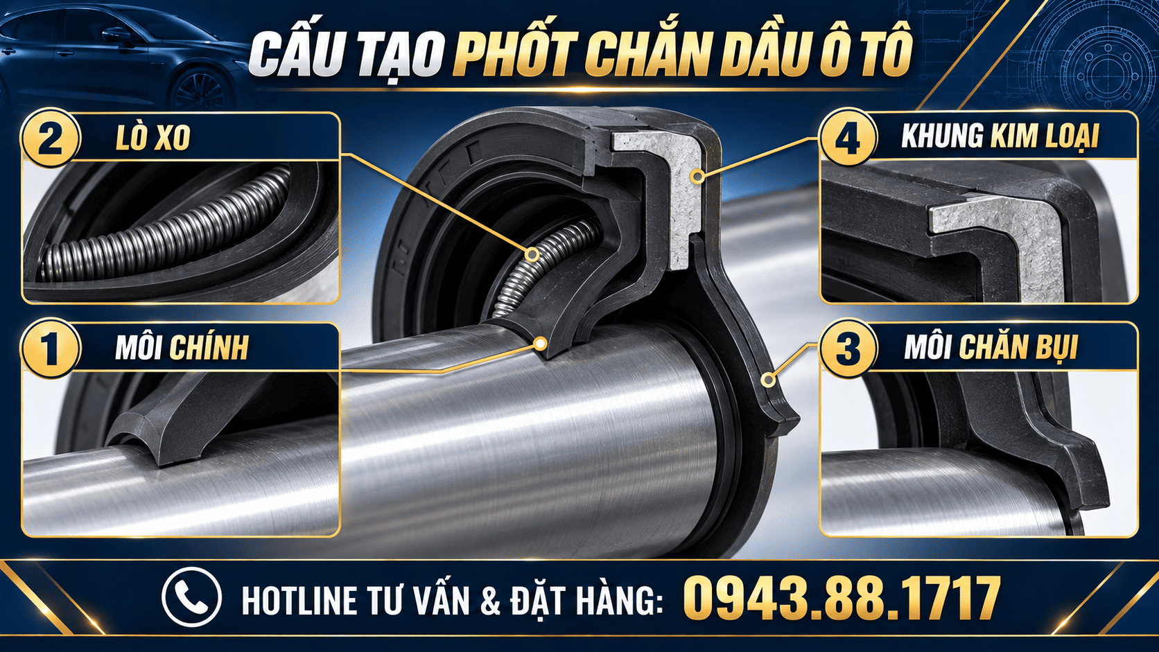 cấu tạo phốt chắn dầu xe hoi oto