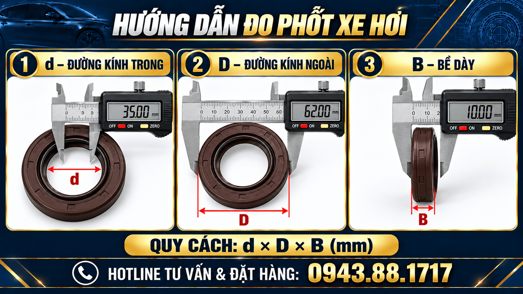 hướng dân đo phốt xe hơi