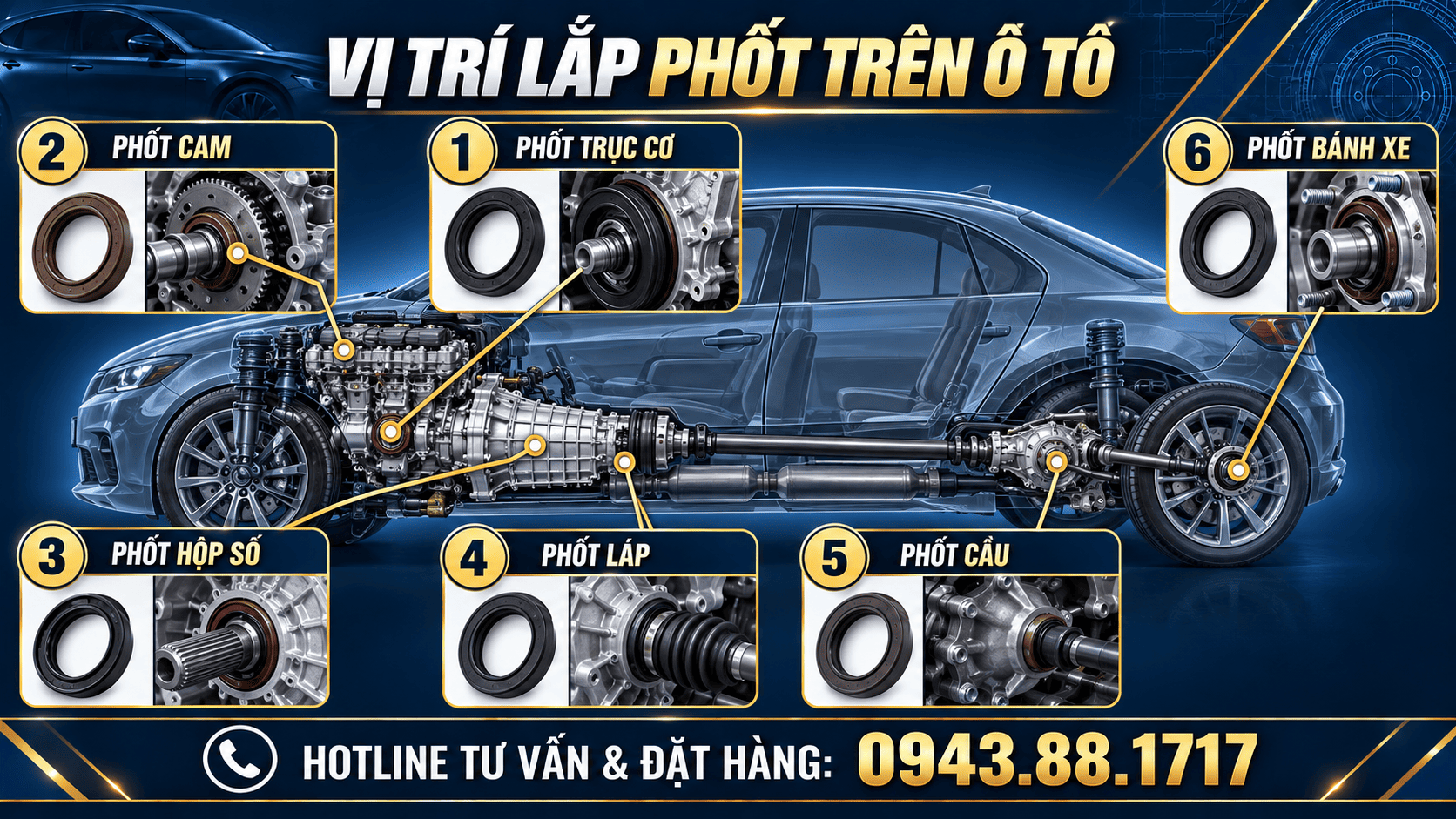 vị trí lắp phốt xe hơi